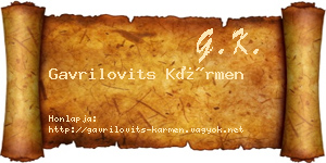 Gavrilovits Kármen névjegykártya